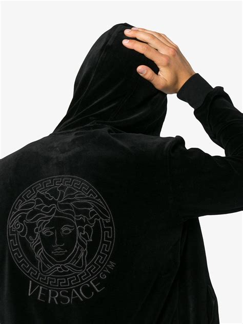 versace faux leather hoodie|Versace hoodie men's sale.